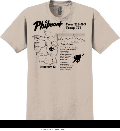 Custom T-shirt Design philmont crew 1 color 2 sided