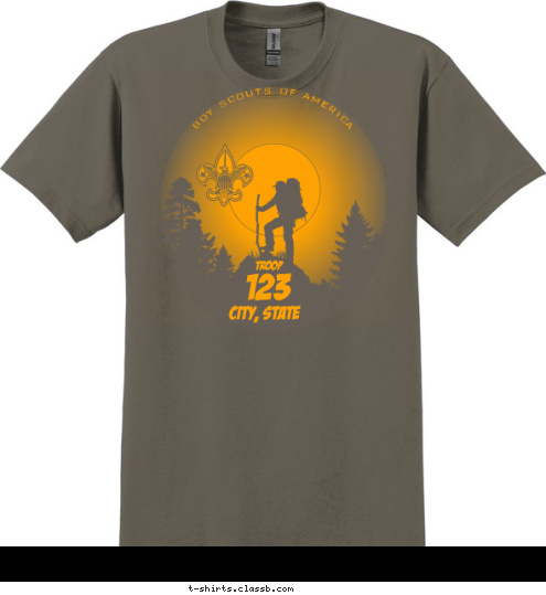 BOY SCOUTS OF AMERICA CITY, STATE 123 TROOP T-shirt Design 