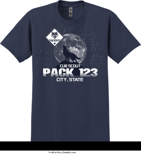 PACK 123 CITY, STATE CUB SCOUT T-shirt Design 