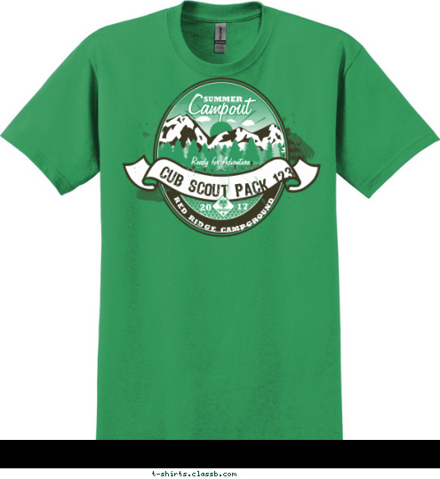 17 20 CUB SCOUT PACK 123 RED RIDGE CAMPGROUND Ready for Adventure Campout SUMMER T-shirt Design 