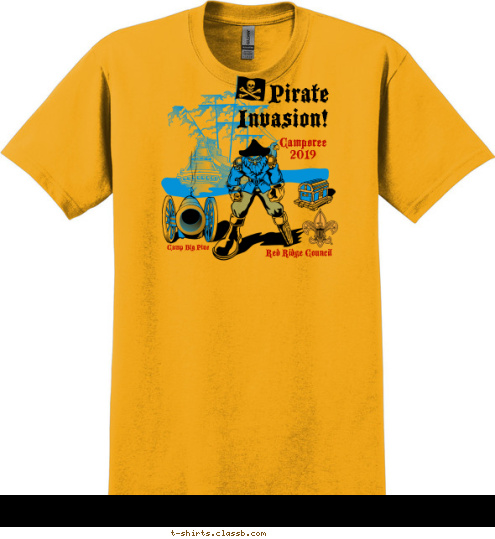 Your text here Red Ridge Council Camp Big Pine
 Camporee
2012 Pirate
Invasion! T-shirt Design SP906