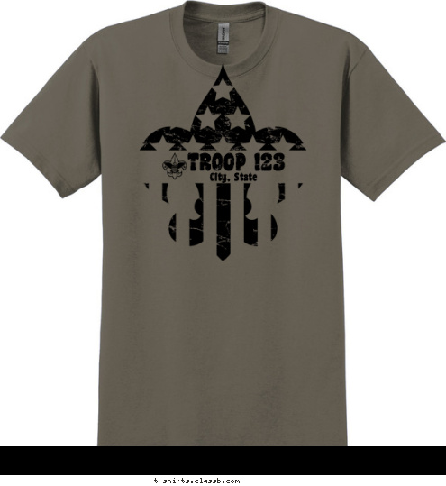 City, State TROOP 123 T-shirt Design 