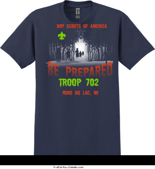 SCOUT-O-WEEN  BOY SCOUTS OF AMERICA Be Prepared Troop 702 Fond du Lac, WI T-shirt Design 