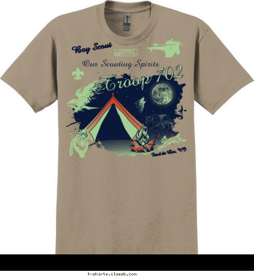 Fond du Lac, WI Boy Scout Troop 702 Our Scouting Spirits T-shirt Design 