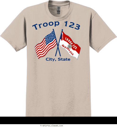 Troop 123 City, State TROOP 123 ANY TOWN, USA T-shirt Design 