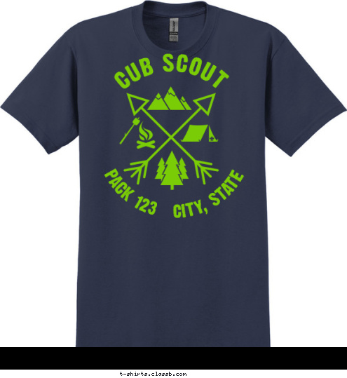 PACK 123   CITY, STATE CUB SCOUT T-shirt Design 