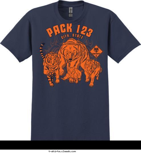 CITY, STATE PACK 123 T-shirt Design 