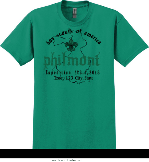 Troop 123 Anytown, USA boy scouts of america philmont Expedition 123.d.2017 T-shirt Design SP2617