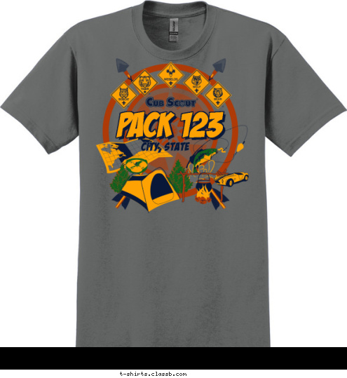 CITY, STATE PACK 123 T-shirt Design 