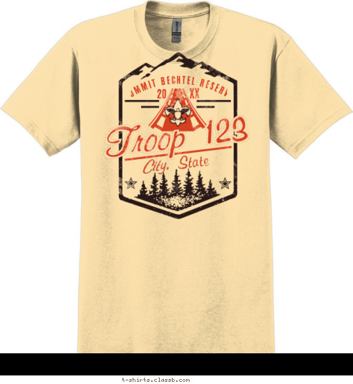 Your text here 20         18 SUMMIT BECHTEL RESERVE Troop 123 Anytown, USA T-shirt Design SP6849