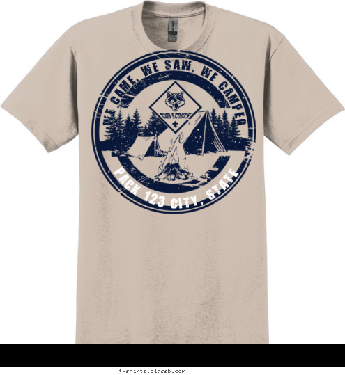 PACK 123 CITY, STATE  WE CAME, WE SAW, WE CAMPED T-shirt Design 