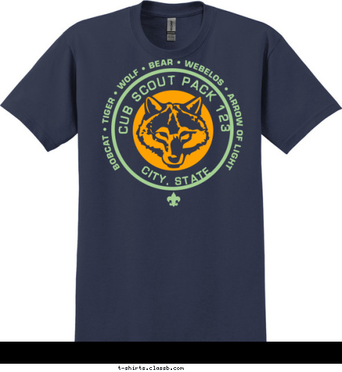 CUB SCOUT PACK 123	 CITY, STATE T-shirt Design 