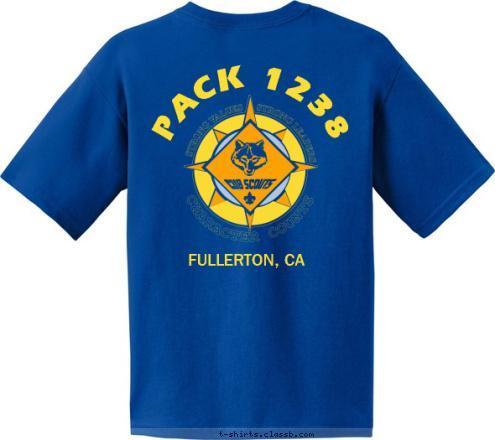 PACK 1238 FULLERTON, CA Fullerton, Califonia PACK 1238 T-shirt Design CharacterCounts-4color