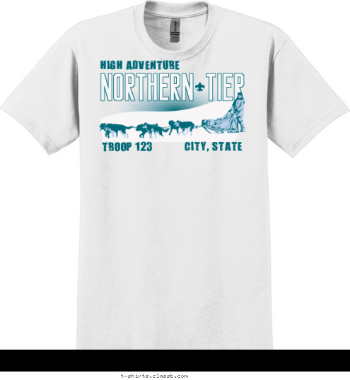 CITY, STATE TROOP 123 HIGH ADVENTURE NORTHERN TIER T-shirt Design 