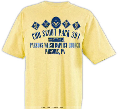 PARSONS WELSH BAPTIST CHURCH
PARSONS, PA CUB SCOUT PACK 391 T-shirt Design 