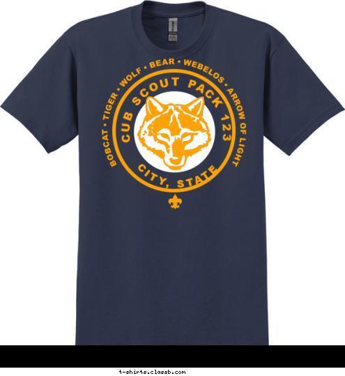 CUB SCOUT PACK 123	 CITY, STATE T-shirt Design 