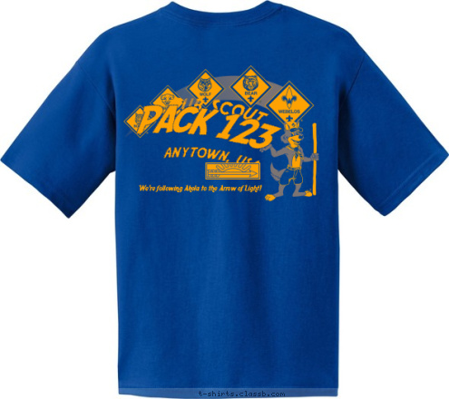 We're following Akela to the Arrow of Light! PACK 123 ANYTOWN, USA Cub Scout T-shirt Design 