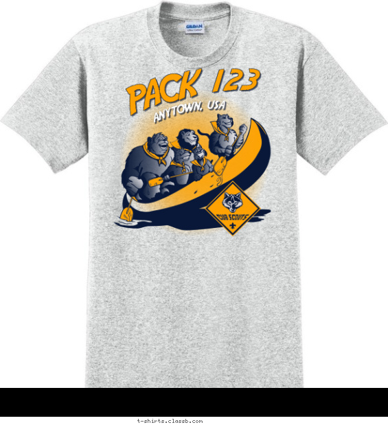 The Pack Goes Canoeing (3 Color) T-shirt Design