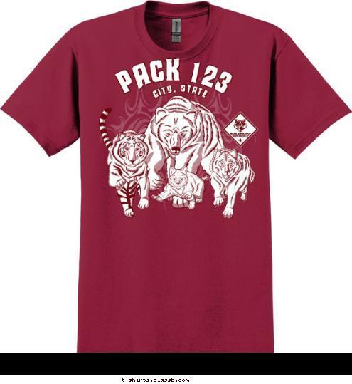 CITY, STATE PACK 123 T-shirt Design 