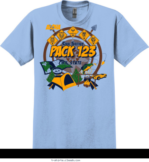 Aloha CITY, STATE PACK 123 T-shirt Design 