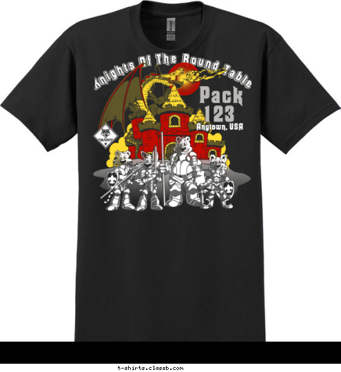 Pack 123 Anytown, USA Knights Of The Round Table T-shirt Design 