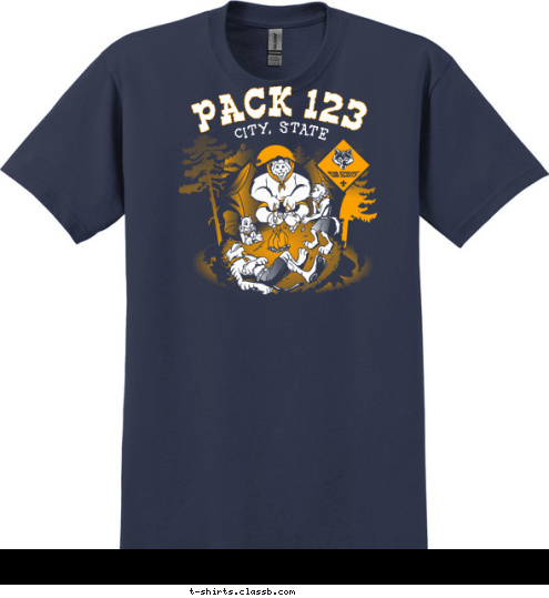 Your text here CITY, STATE  PACK 123 T-shirt Design SP558