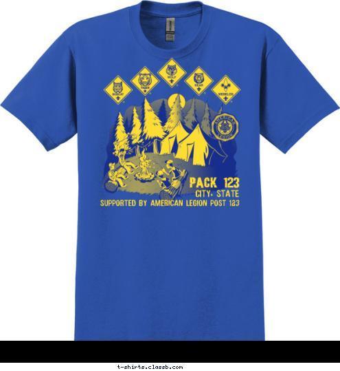 Your text here SUPPORTED BY AMERICAN LEGION POST 123 CITY, STATE PACK 123 T-shirt Design SP7011