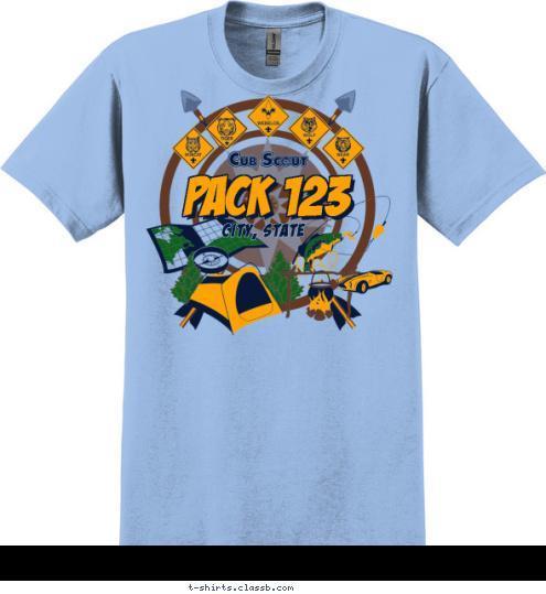 CITY, STATE PACK 123 T-shirt Design 