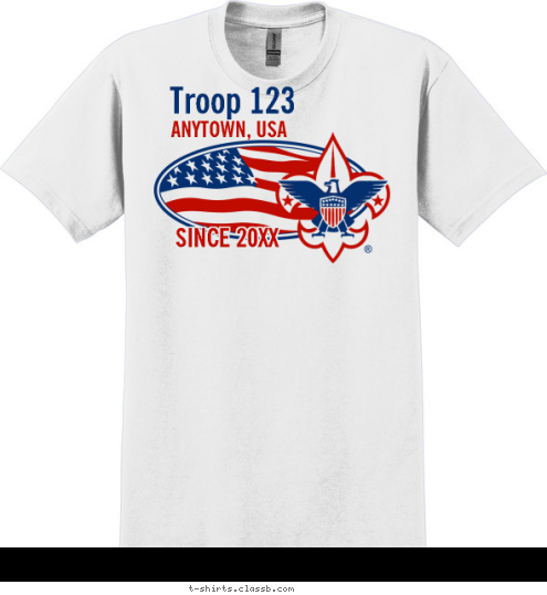 Your text here Troop 123 ANYTOWN, USA SINCE 2012 T-shirt Design SP511