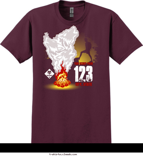 CITY, STATE
 CUB SCOUT PACK 123 T-shirt Design 