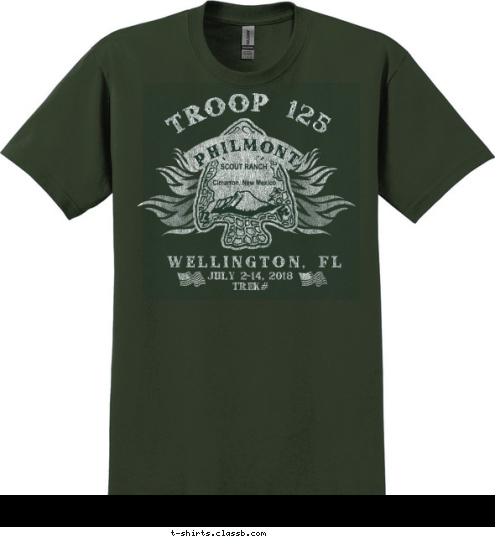 JULY 2-14, 2018
TREK# PHILMONT TROOP 125  WELLINGTON, FL T-shirt Design 