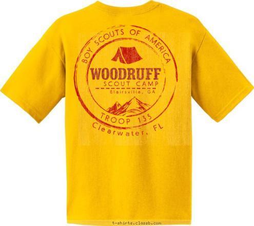SCOUT CAMP SCOUT CAMP Blairsville, GA Clearwater, FL
 TROOP 135 BOY SCOUTS OF AMERICA T-shirt Design 