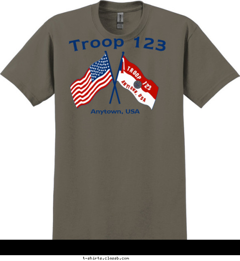 USA ANY TOWN, 123 TROOP Anytown, USA Troop 123 T-shirt Design 