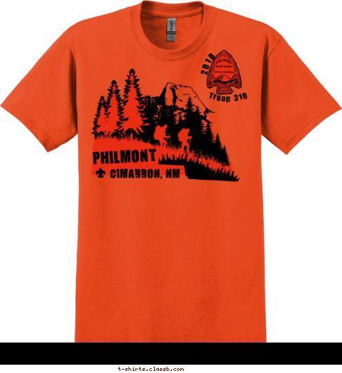 Troop 310 2018 CIMARRON, NM
 PHILMONT T-shirt Design Philmont Orange design 7