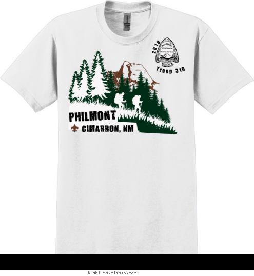 Troop 310 2018 CIMARRON, NM
 PHILMONT T-shirt Design Philmont White TEMPLATE 3 color