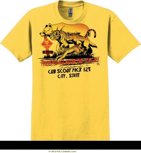 TROOP 1397 DAMASCUS, MD CUB SCOUT  PACK  CITY, STATE 123 RUNNING WITH THE PACK! T-shirt Design 