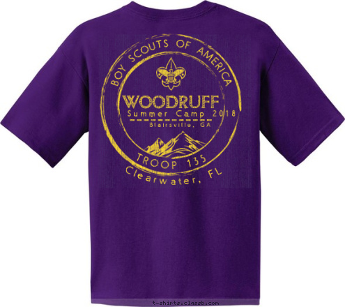 WOODRUFF Summer Camp 2018 BOY SCOUTS OF AMERICA Troop 135 Blairsville, GA Clearwater FL Clearwater, FL
 TROOP 135 BOY SCOUTS OF AMERICA T-shirt Design 