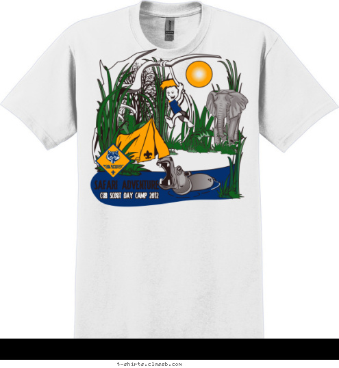 Your text here New Text CUB SCOUT DAY CAMP 2012 SAFARI ADVENTURE T-shirt Design sp879