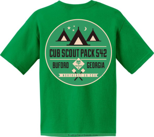 CITY, STATE PACK 542 NORTHEAST GA COUNCIL GEORGIA BUFORD CUB SCOUT PACK 542 T-shirt Design 