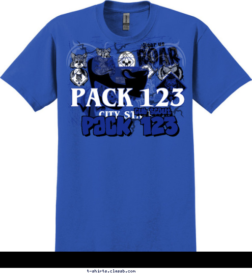 PACK 123 CUB SCOUT PACK 123 CITY, STATE T-shirt Design 