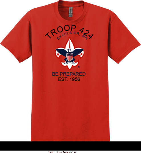 EST. 1956 EXCELSIOR, MN TROOP 424  BE PREPARED T-shirt Design 