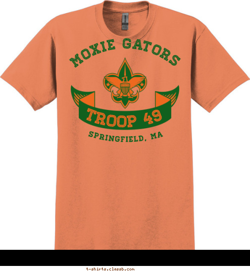 New Text MOXIE GATORS Springfield, MA TROOP 49 T-shirt Design 