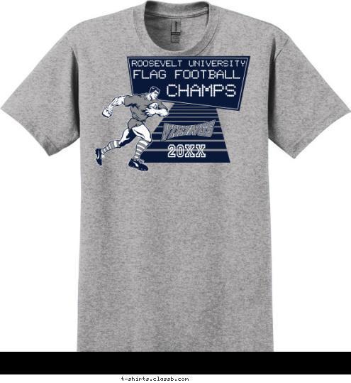 CHAMPS FLAG FOOTBALL ROOSEVELT UNIVERSITY 2012 T-shirt Design SP279 