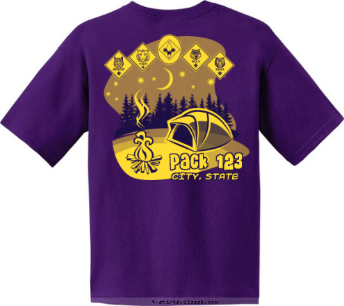 CITY, STATE
 Pack 123 T-shirt Design 