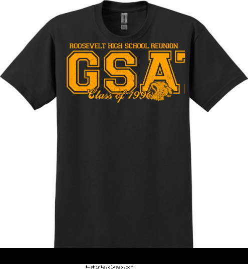 Class of 1990 GSAT roosevelt high school reunion T-shirt Design 