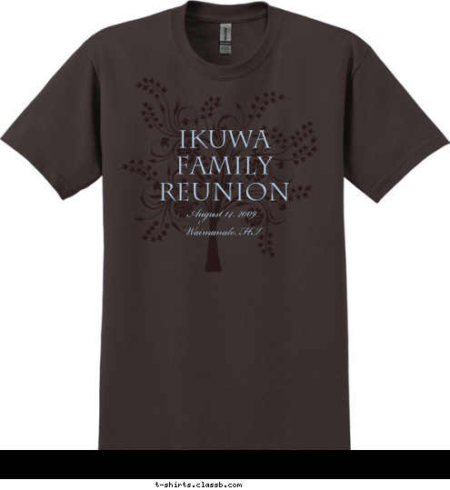 Reunion August 14, 2009
Waimanalo, HI Ikuwa
Family Reunion T-shirt Design 