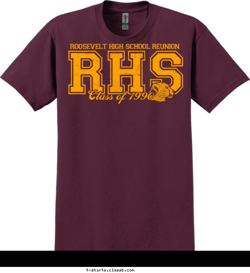 Class of 1990 RHS roosevelt high school reunion T-shirt Design 