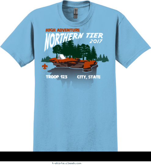 2017 CITY, STATE TROOP 123 HIGH ADVENTURE T-shirt Design 