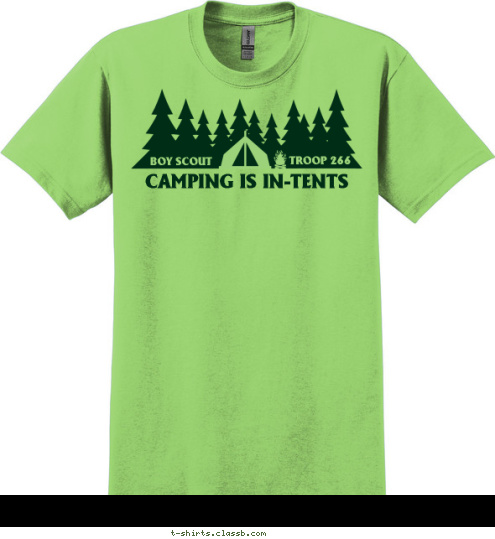 

WOODRUFF SUMMER CAMP 2018   TROOP 266 BOY SCOUT CAMPING IS IN-TENTS T-shirt Design INTENTS