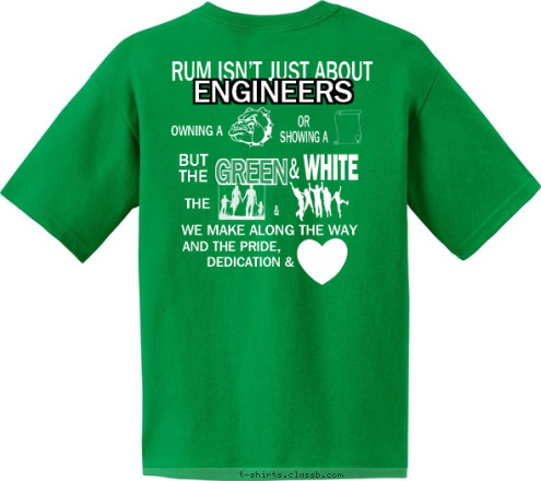 DEDICATION & AND THE PRIDE, WE MAKE ALONG THE WAY & THE WHITE & GREEN BUT
THE OR
SHOWING A OWNING A ENGINEERS Colegio
Justas 2018 RUM ISN’T JUST ABOUT
 BULLDOGS T-shirt Design 